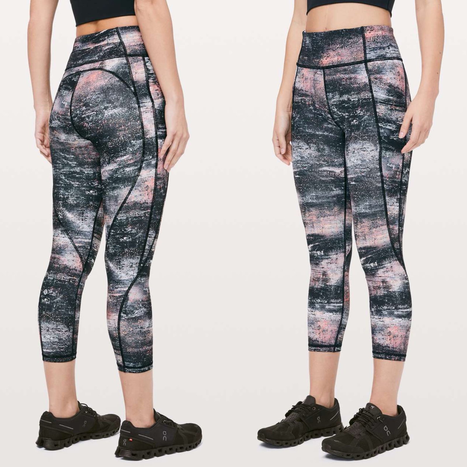 Lululemon Time To Sweat Crop Sz 4 *23 In Azurite Poppy Coral Multi