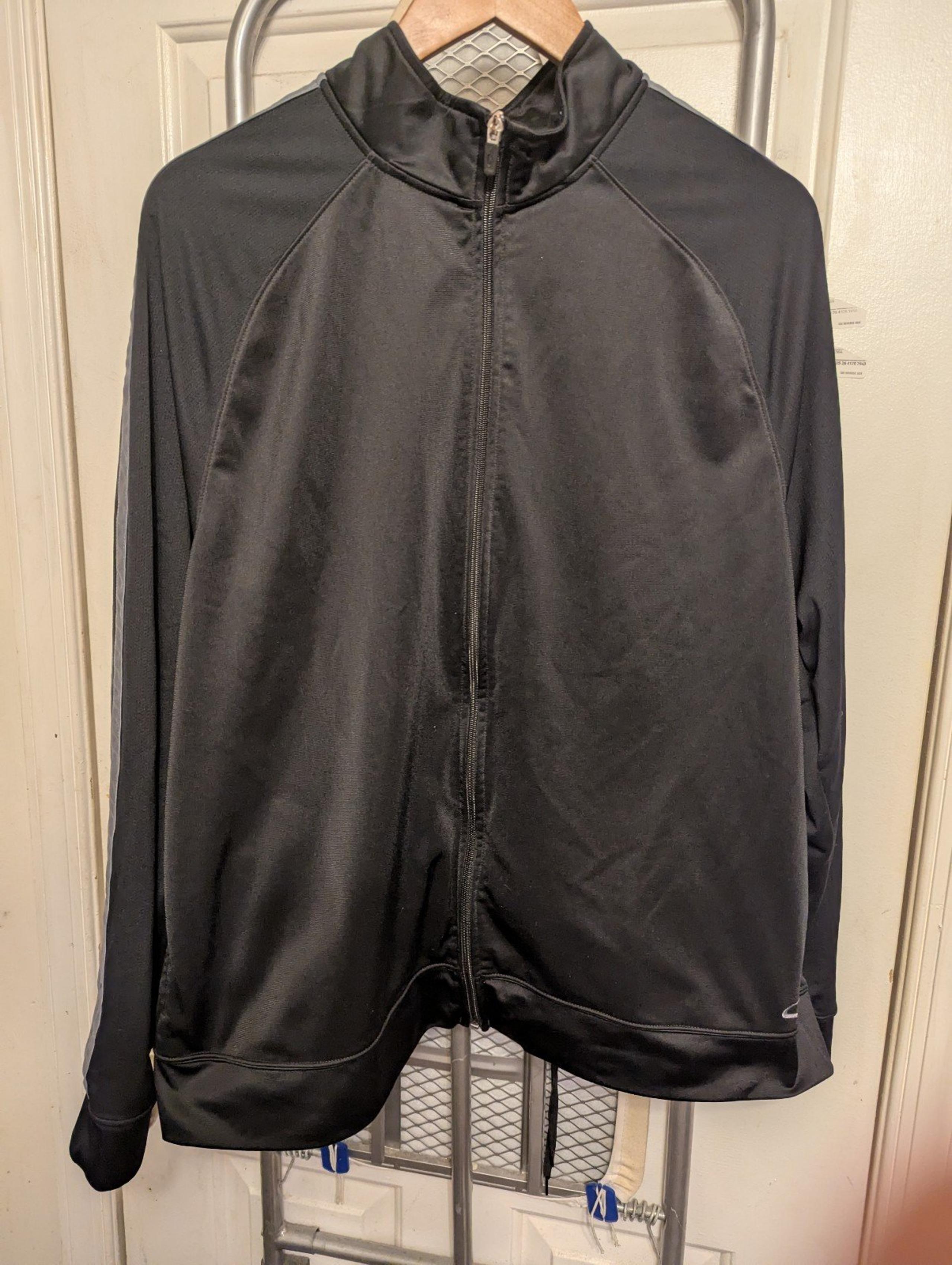Champion Zippered Athletic Track Jacket in sleek black and gray, size XL