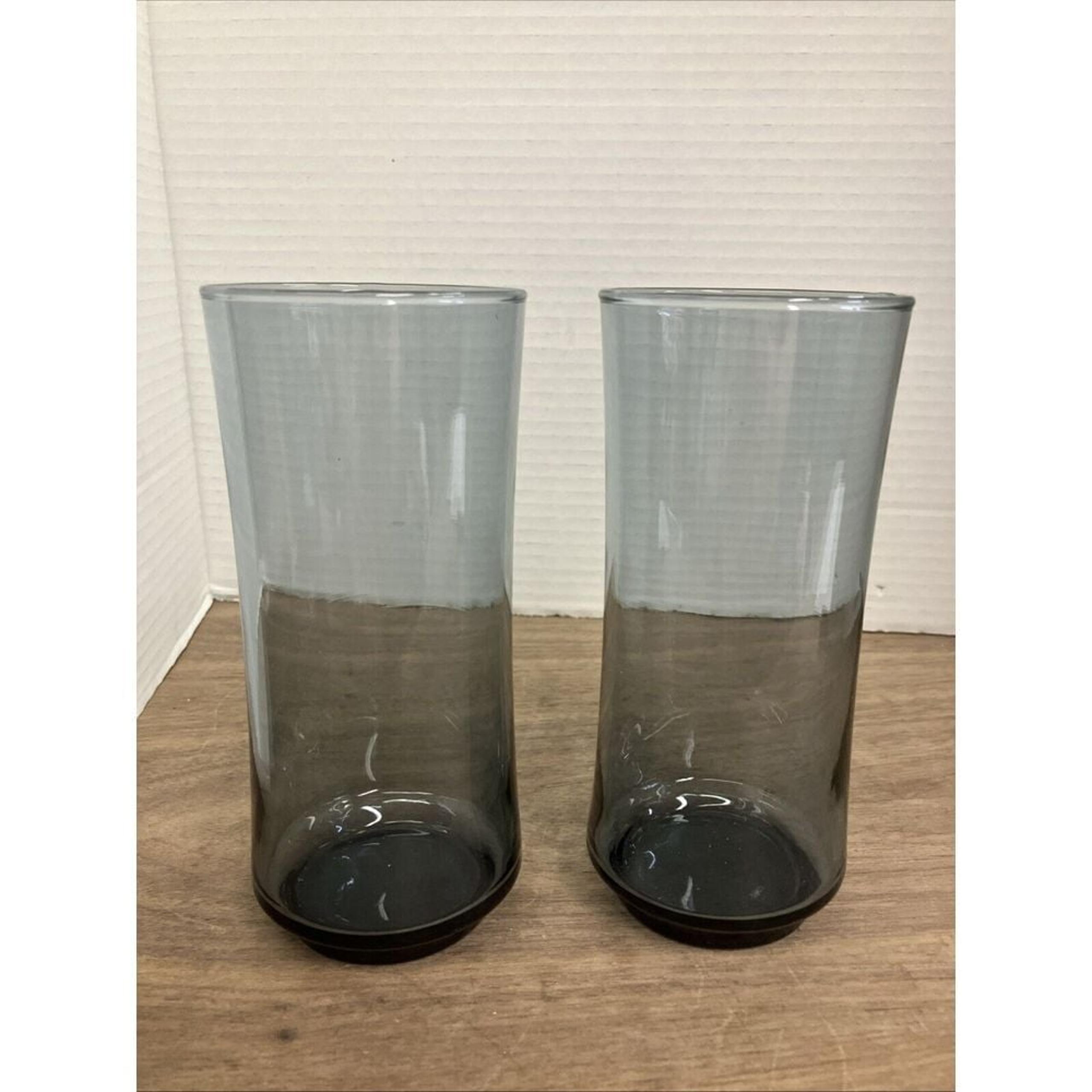 Set of 2 Vintage Libbey BOLERO Dusky Blue Tumblers Drinking Glasses 12 oz