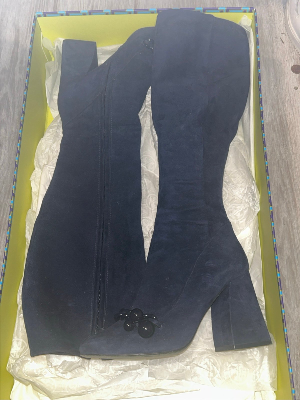 Tory Burch Addison 95mm Suede Boots Royal Navy