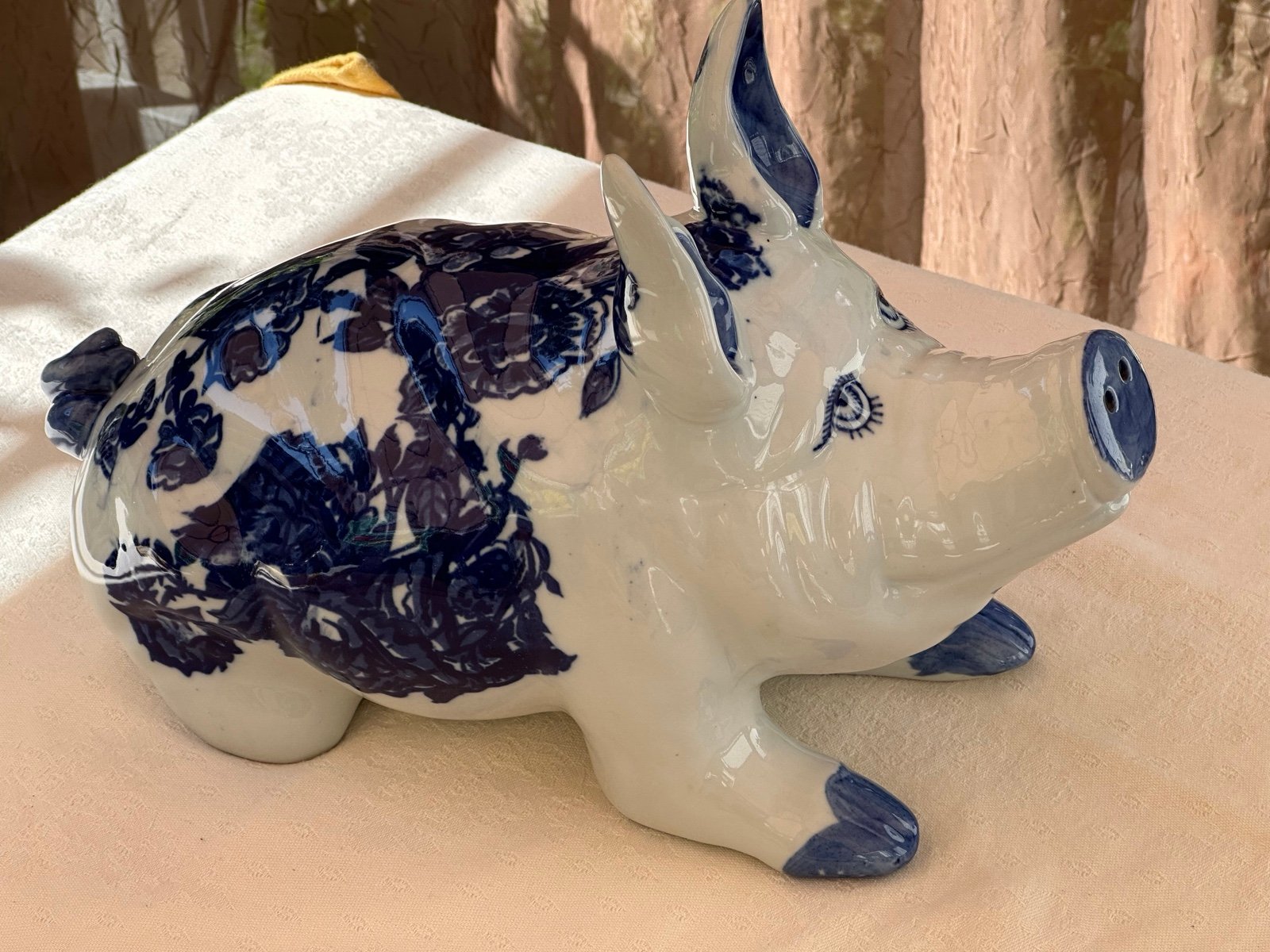 Vintage Large Victoria Ware Ironstone Blue White Pig