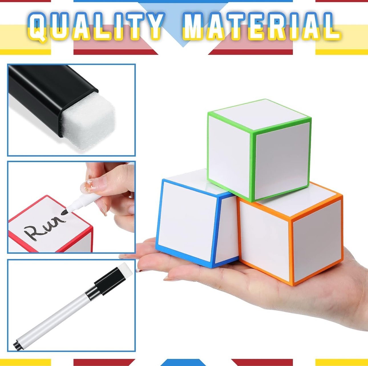 72 Piece Dry Erase Dice Foam Block Set w/ markers