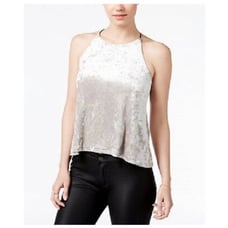 Bar III Silver Cutaway Halter Velvet Top