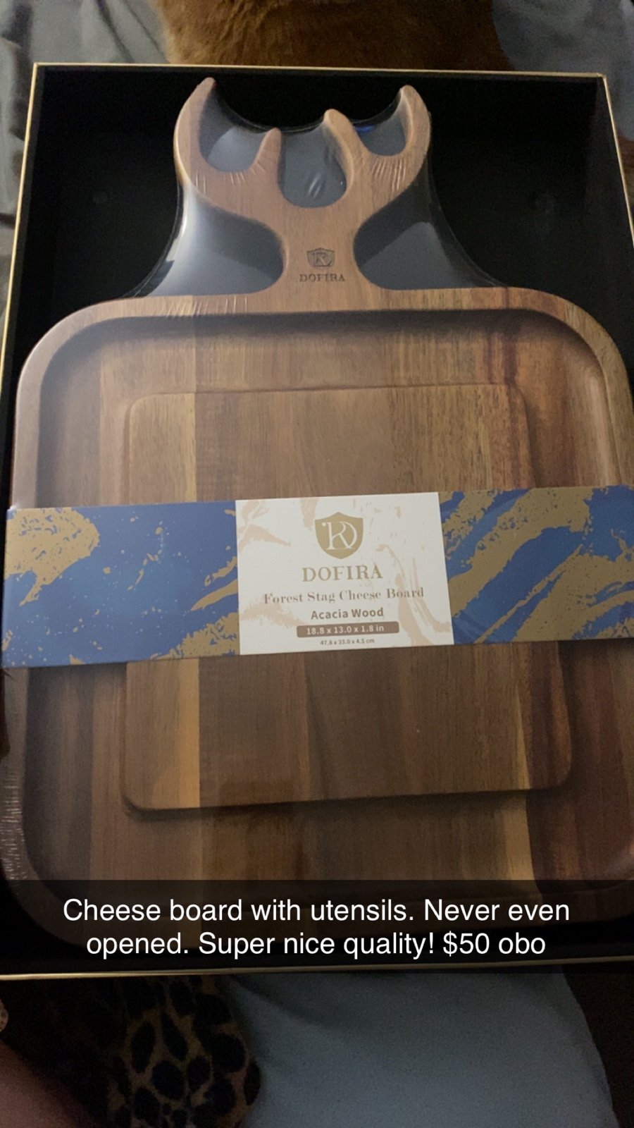 Cheese board with utensils
