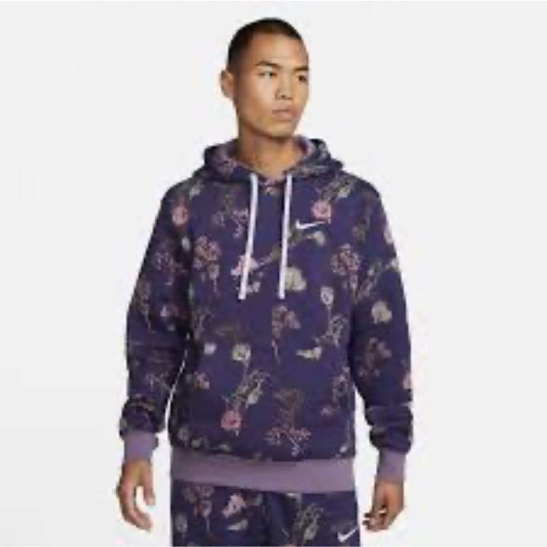 Nike Sportswear Club Fleece Purple Floral Hoodie Size XL