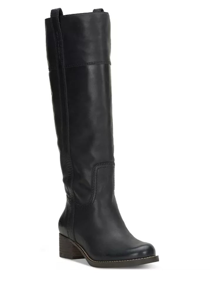 Lucky Hybiscus wide calf Black Leather zip up riding Boots shoe size 7