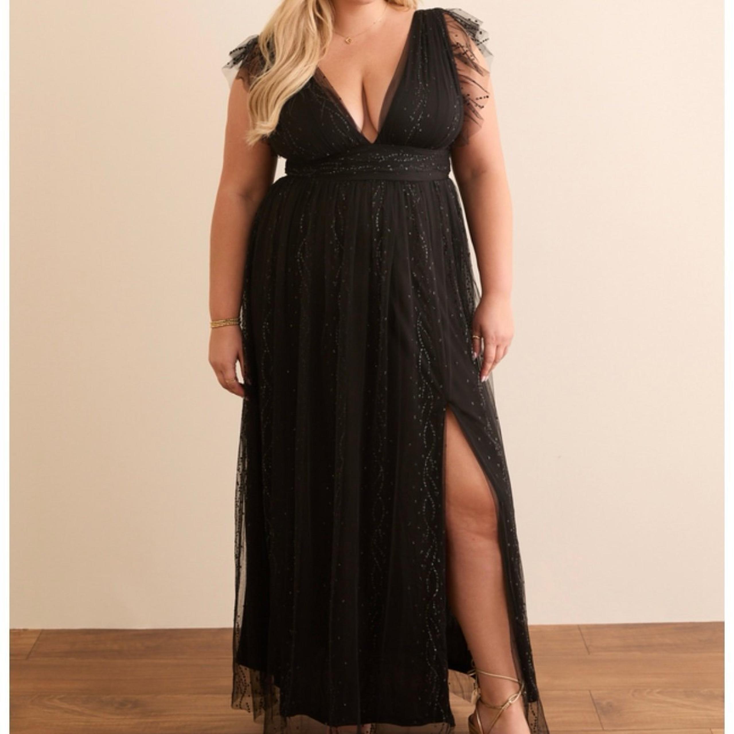 NEW Arula / Altar’d State Black Formal Evening Gown Dress Plus Size A / 1X  NWT