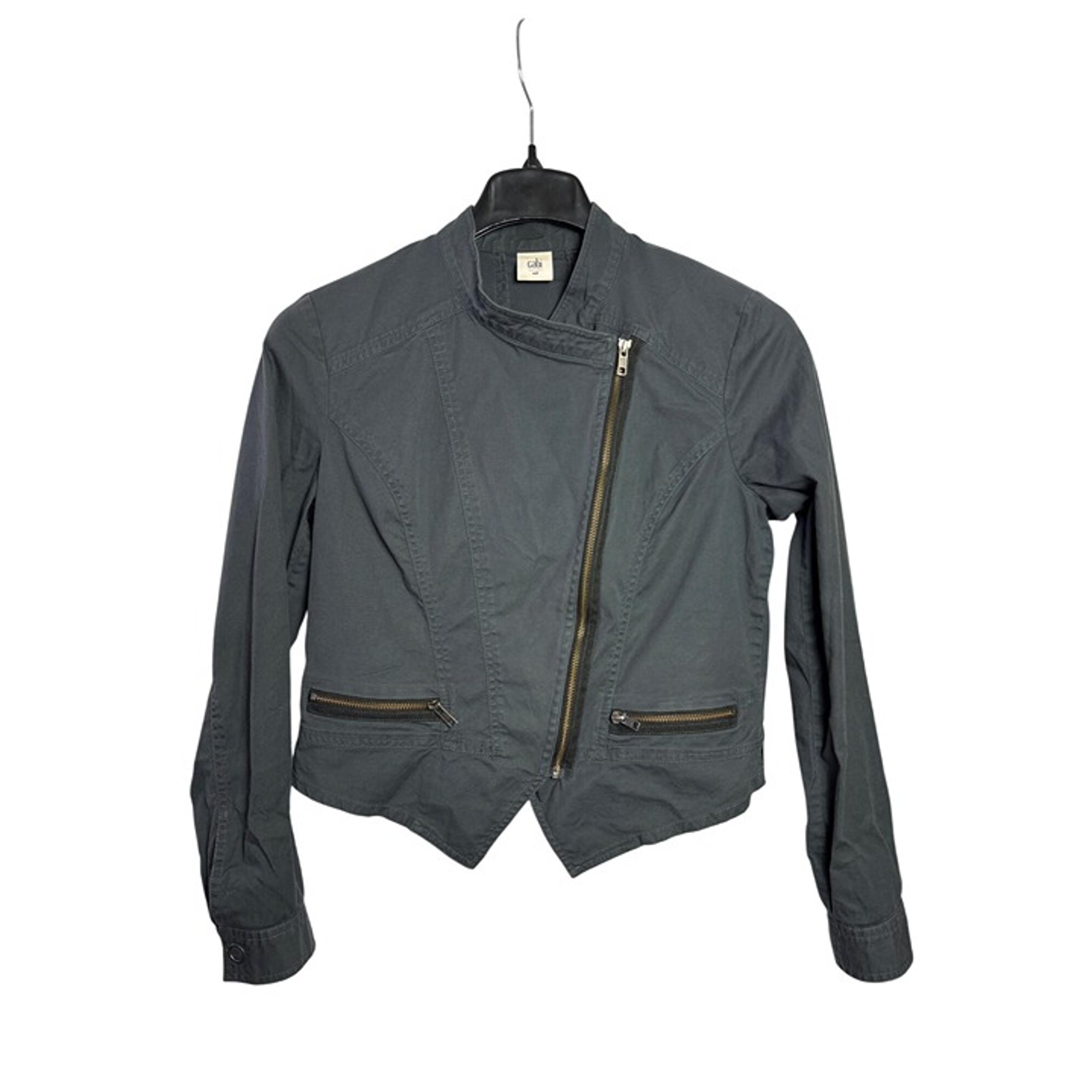 CAbi Twilight Moto Jacket Womens M Gray Asymmetrical Zipper #3023