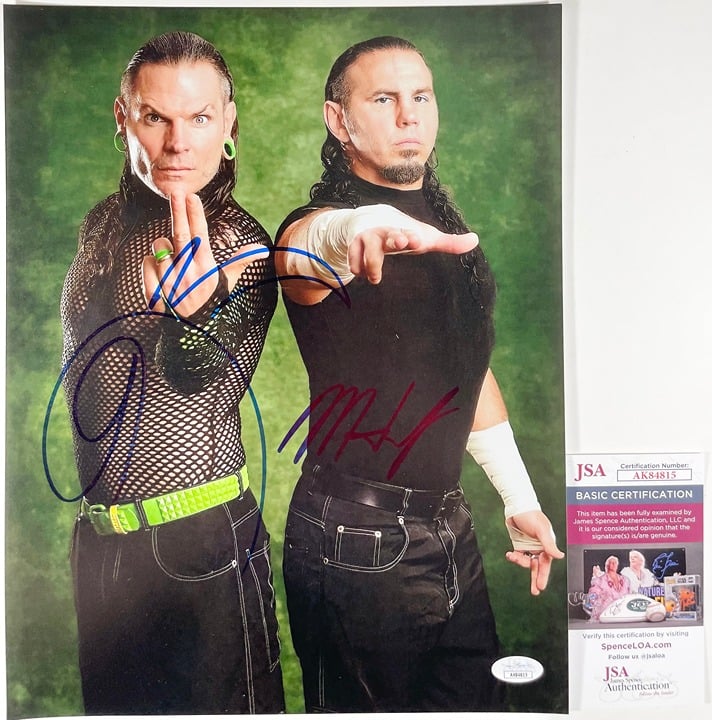 WWE Matt Hardy & Jeff Hardy Signed Hardy Boyz 11x14 Photo M Autograph JSA COA