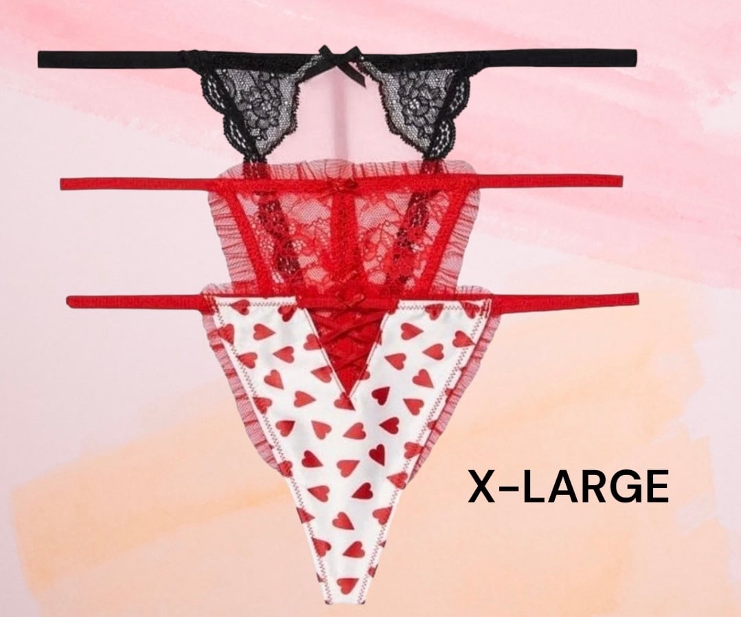 NEW X-LARGE VS DREAM ANGELS 3-Pack V-String Valentine day Panties