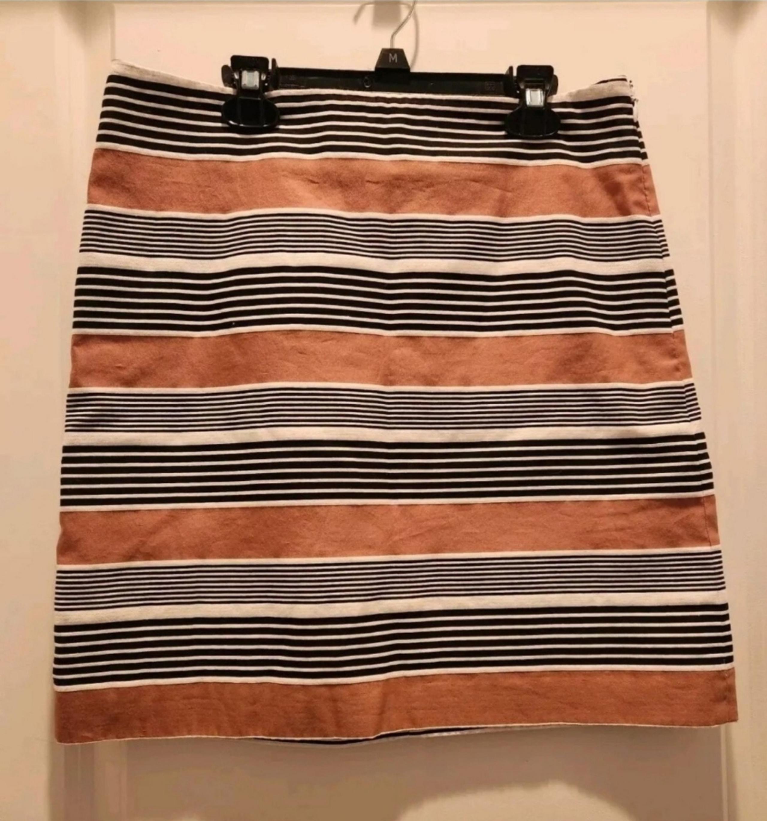 Ann Taylor LOFT Womens Brown Black & White Striped Lined Pencil Skirt Size 6