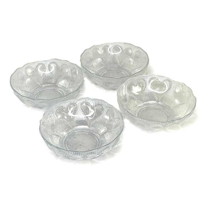Williams Sonoma Vintage Clear Embossed Heart Fruit Bowls - 4