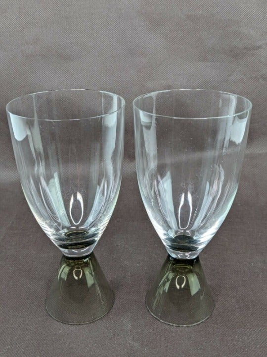 Vintage MCM Rosenthal Fortuna Smoke Stem Wine Glasses, Set of 2 - 6.5 Tall