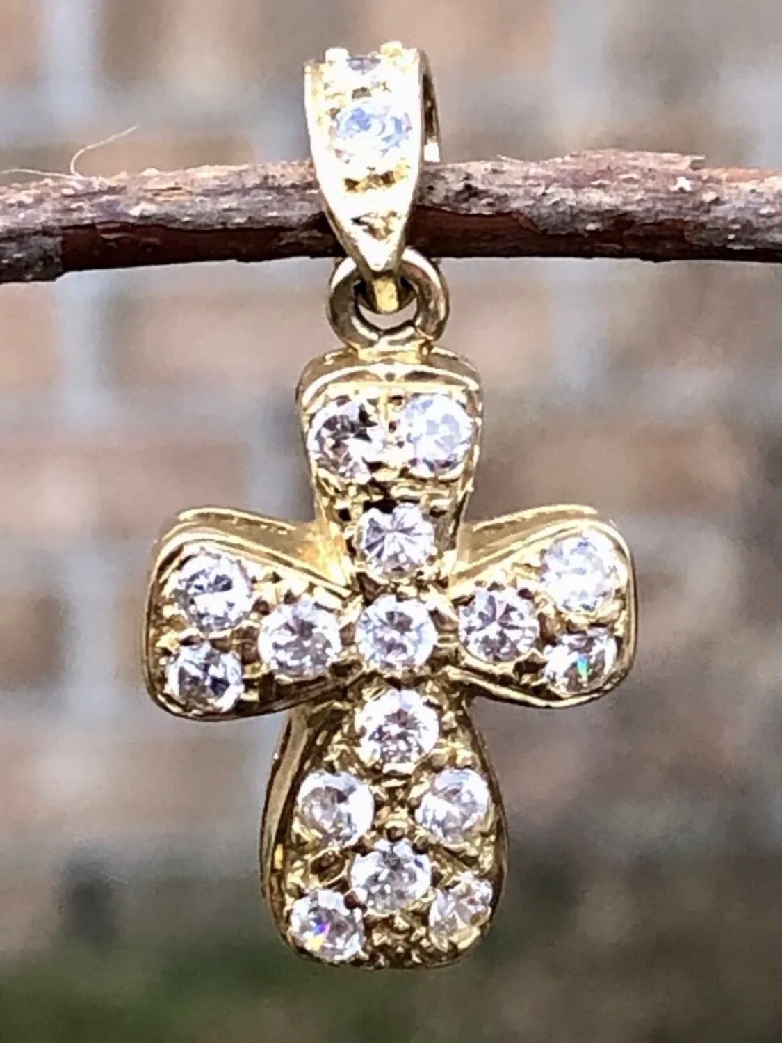 Vtg 14k Gold Heraldic Byzantine European Cross Encrusted With Sparkling CZs