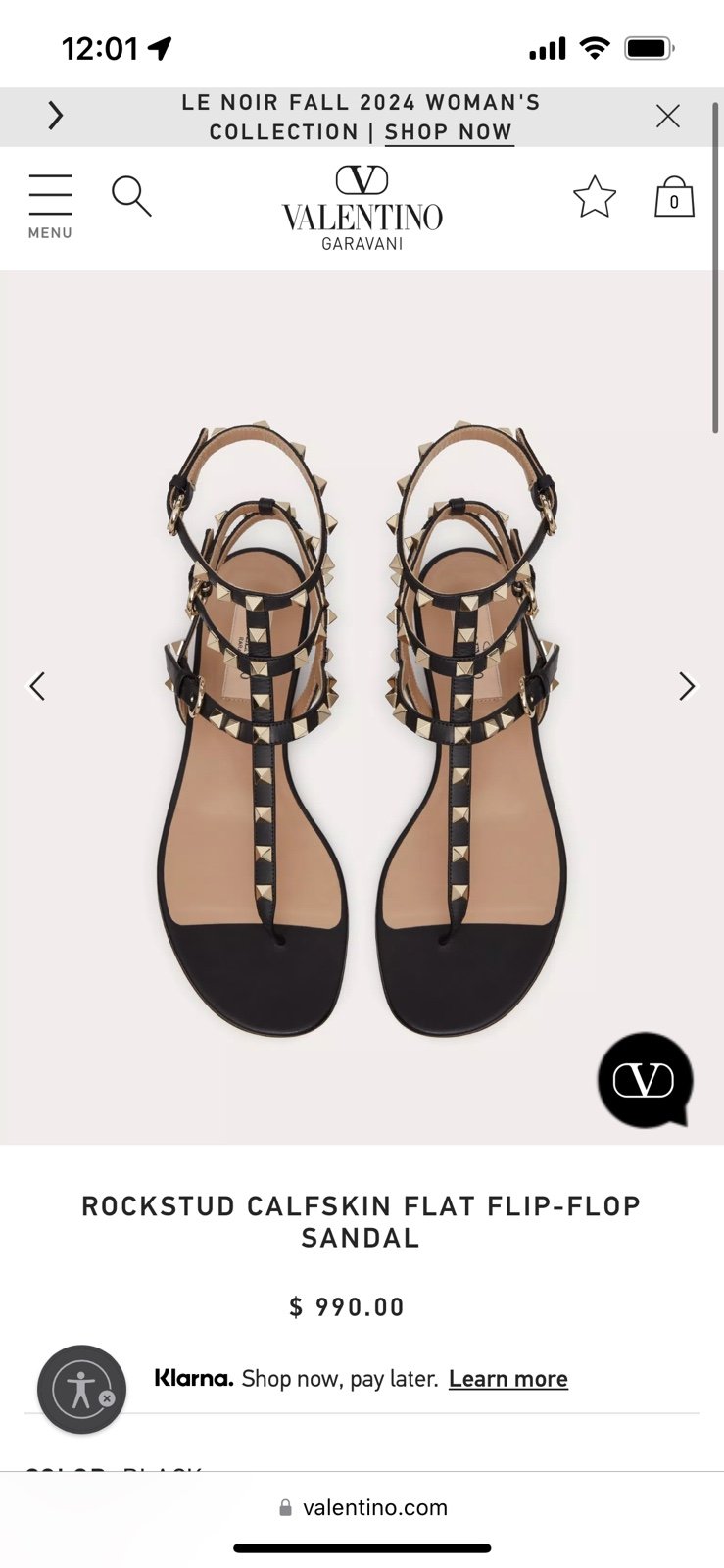 Valentino rockstud calfskin flat flip flop sandal