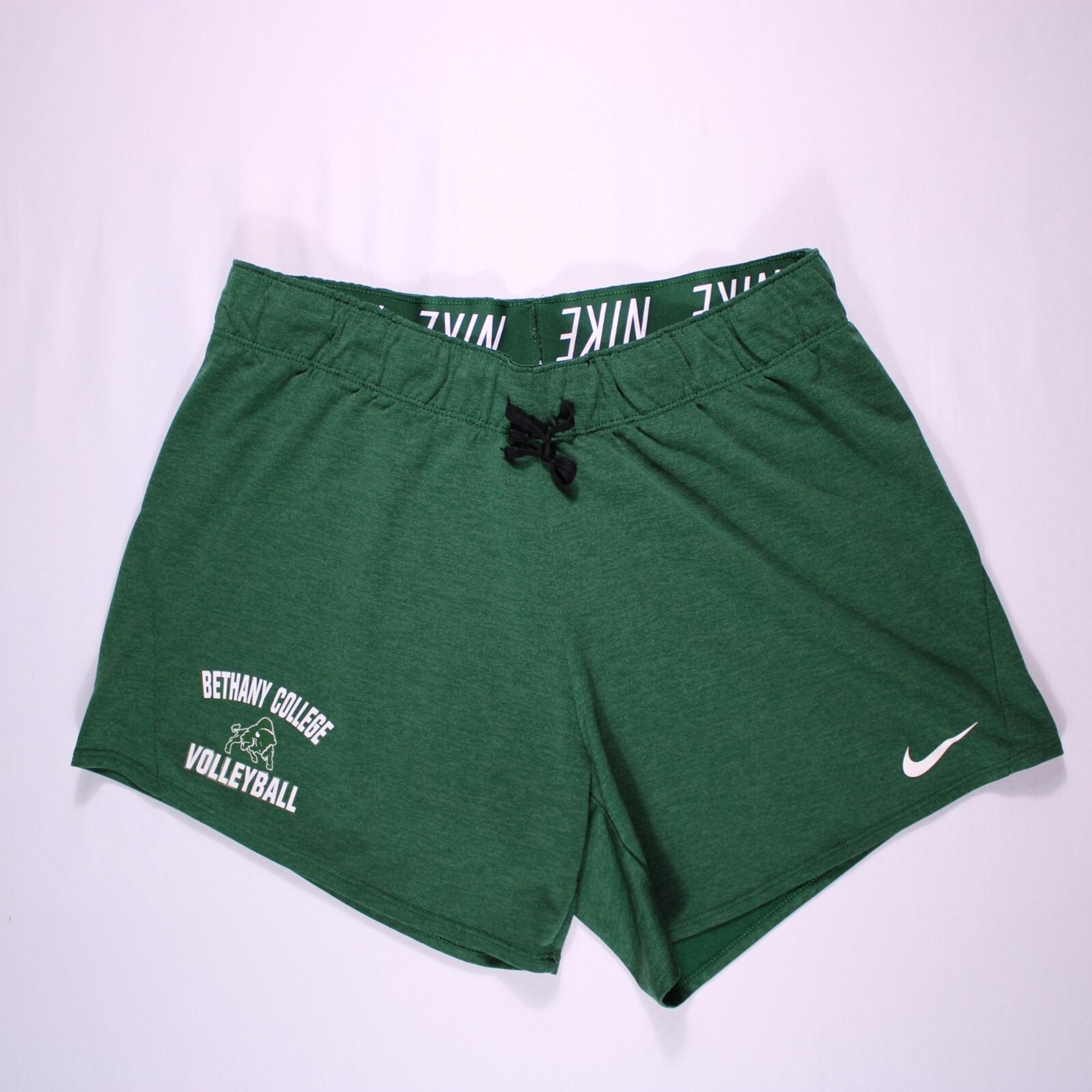 Nike Volleyball Shorts Womens Sz M Green Dri Fit Bethany College Logo -29.75x5.5