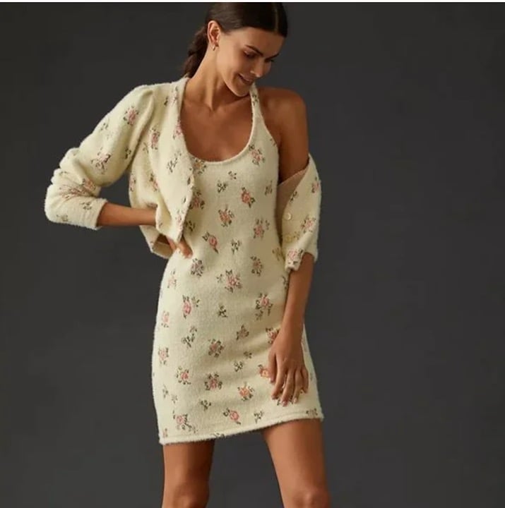 L ⭐️ Daily Practice Floral Party Hipster Hippie Artsy Chic Street Sweater Dress
