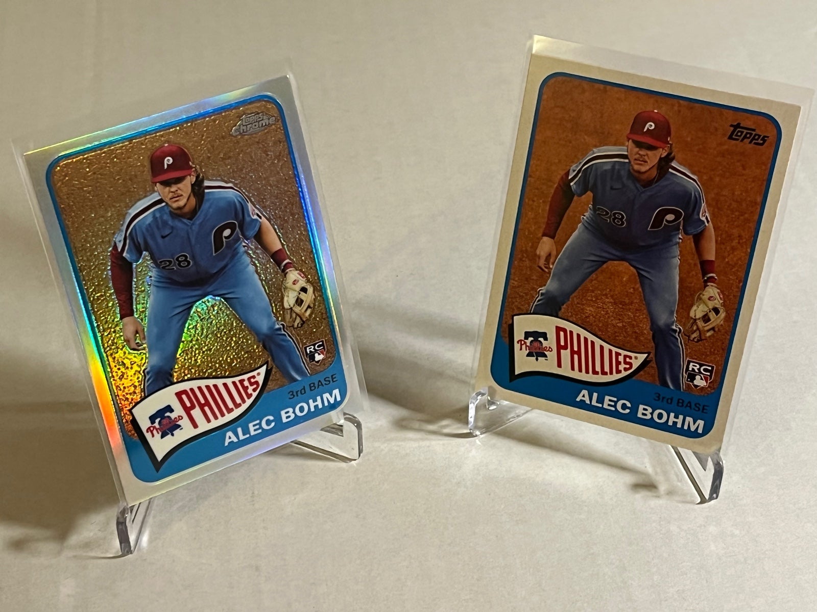 Alec Bohm 2021 Topps Rookie 2 Card Lot 1965 Tribute #TH65-38 Phillies Refractor