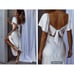 NWT Selfie Leslie Grayson Tied Back Asymmetrical Midi Dress Champagne Small READ