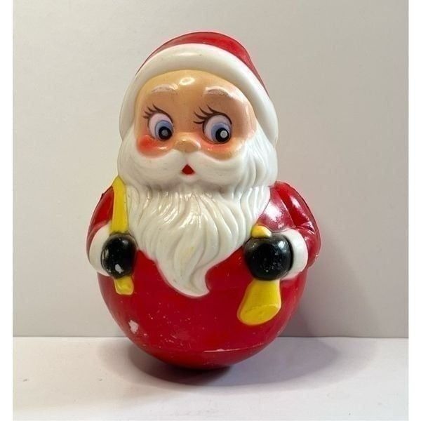 Vintage Santa Roly Poly Toy Weeble Wobble Kiddie Products Christmas C2
