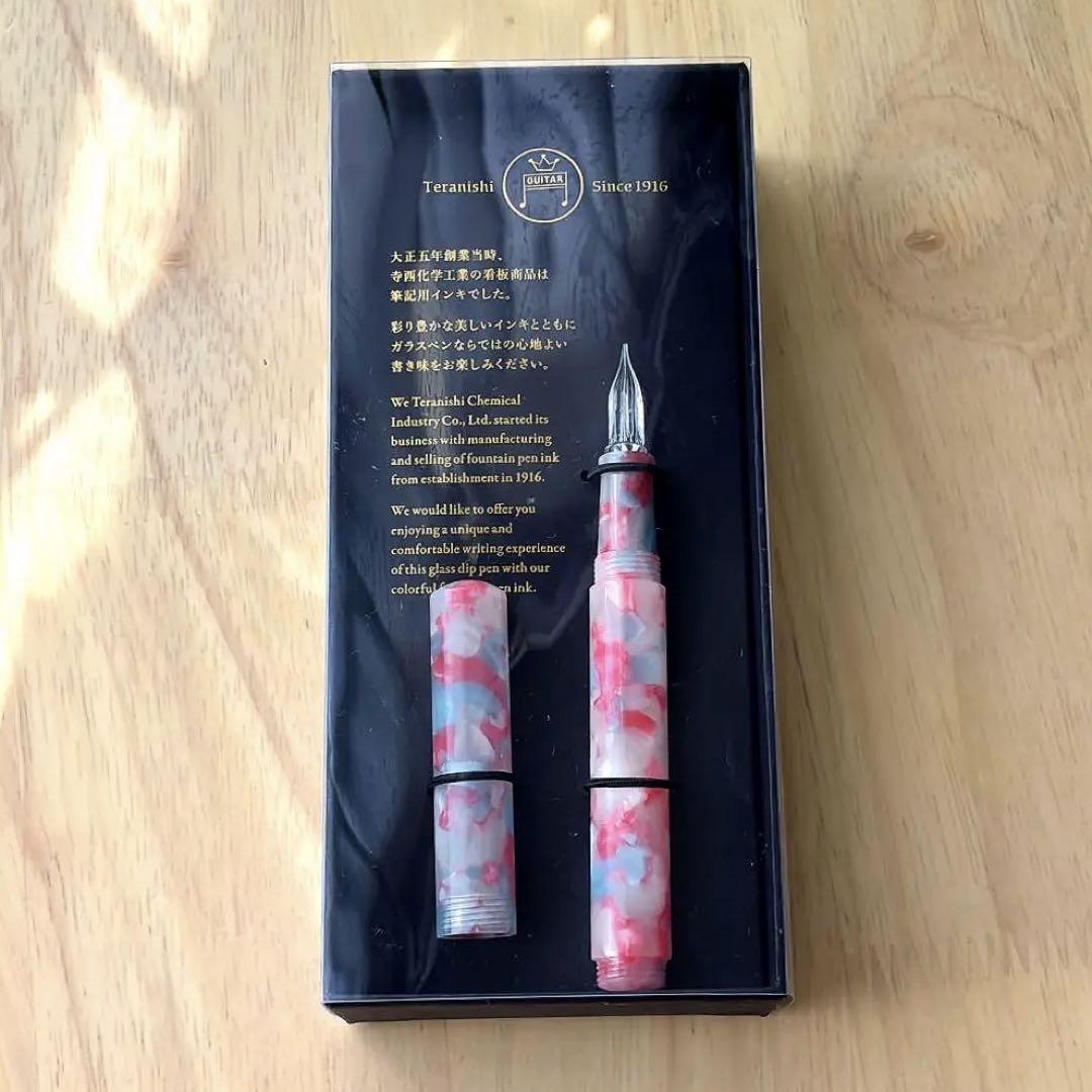 【Teranishi Chemical Industry】Guitar Glass Pen Aurora Long with Cap, Jelly Pink