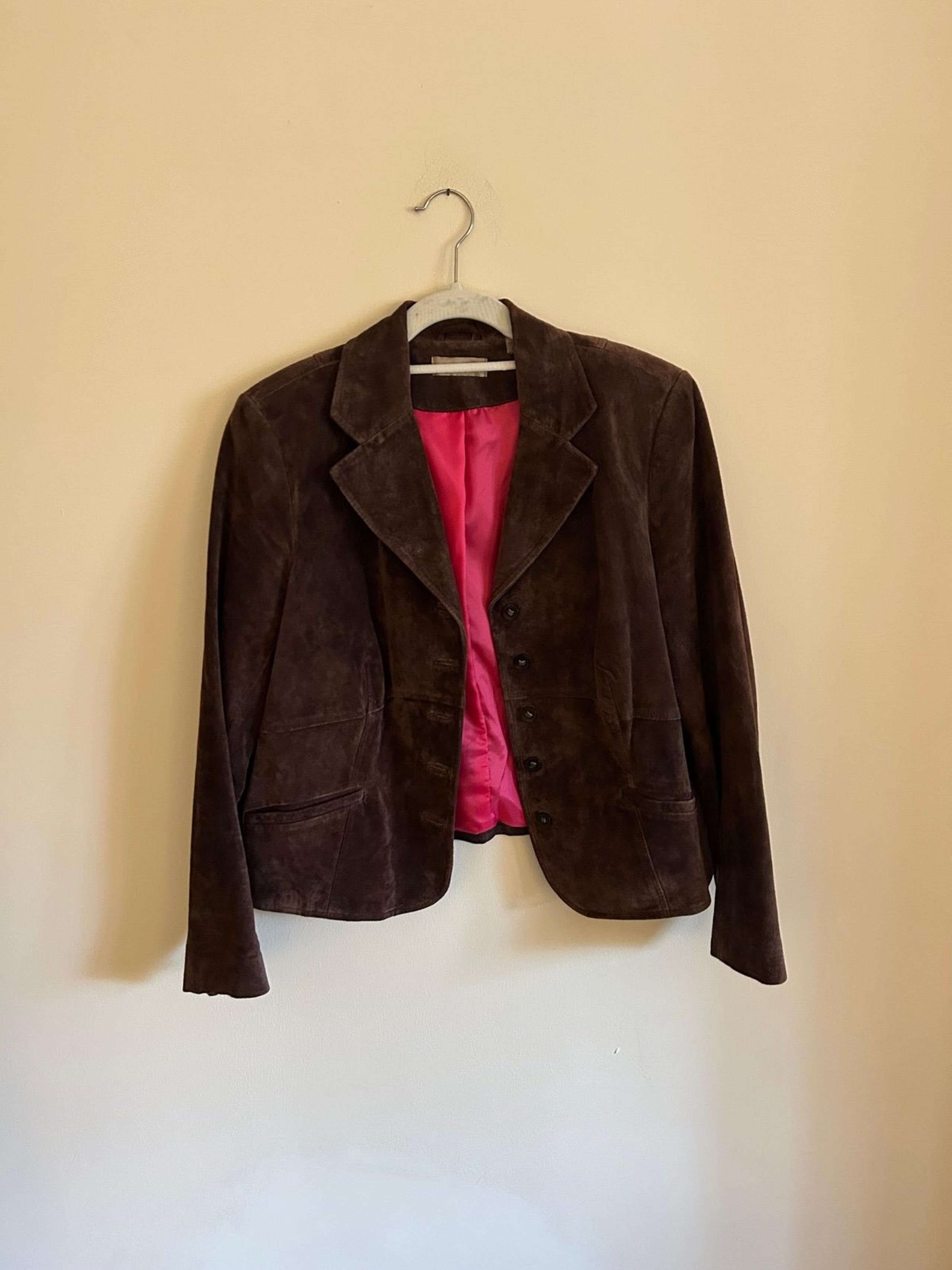 suede blazer in brown. Ladies size small by IE