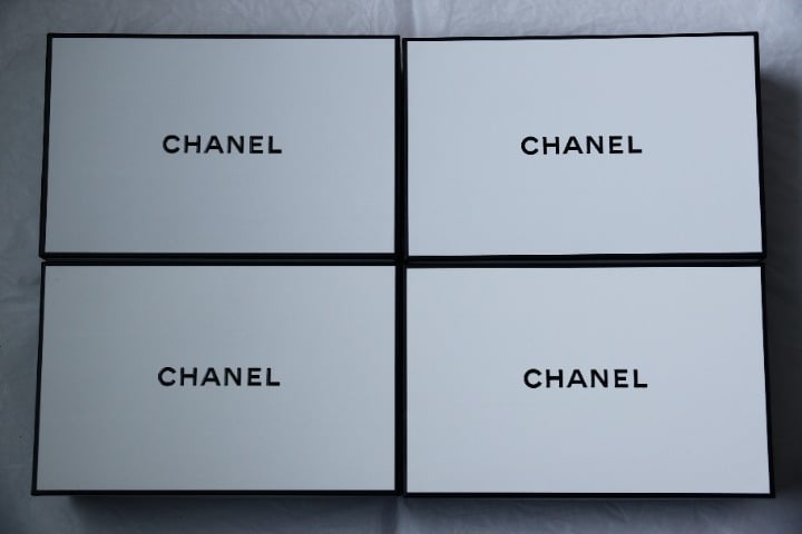 4 Authentic CHANEL Boxes Empty White & Black Medium Size Box Lot