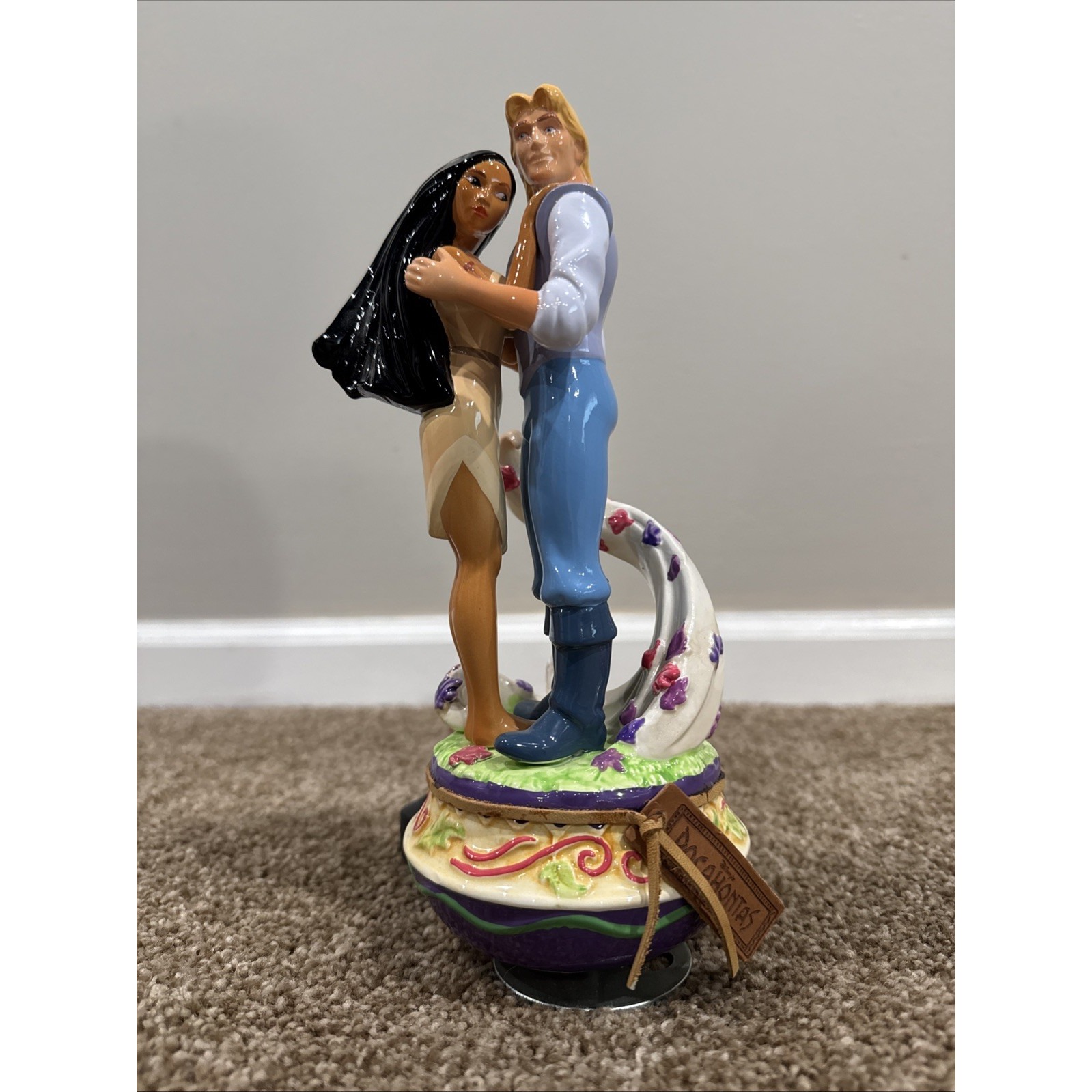 Vintage Enesco Disney Pocahontas John Colors Of The Wind Musical Box Figurine