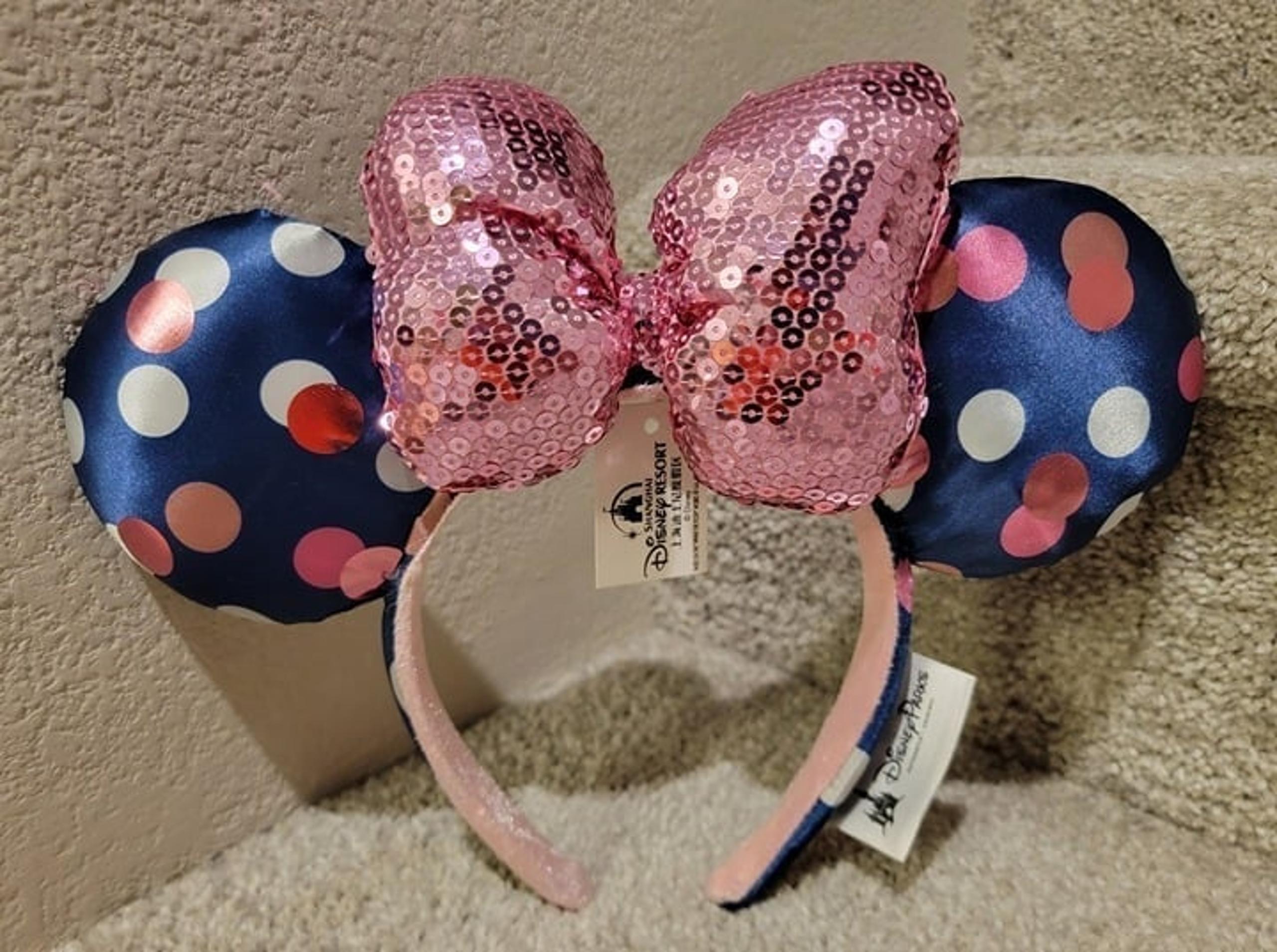 Disney Mickey Minnie Pink Bow Polka Dots Ears Headband - BRAND NEW