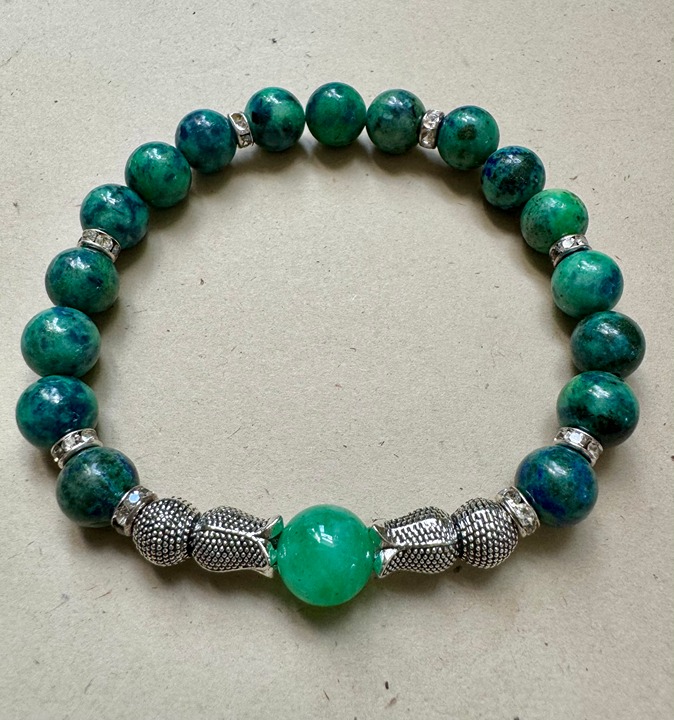 Natural OOAK Chrysocolla Azurite Energy Bracelet