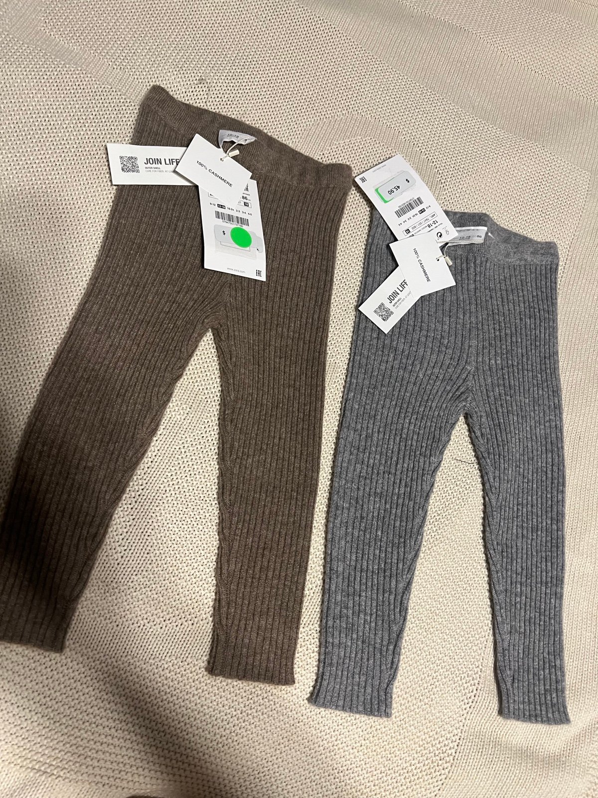 zara new 2 pair of cashmere leggings - detail