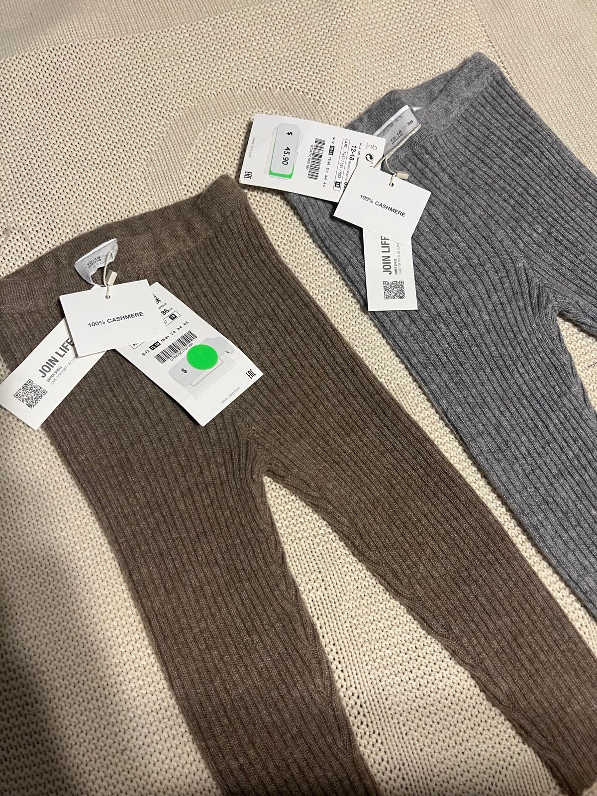 zara new 2 pair of cashmere leggings - detail