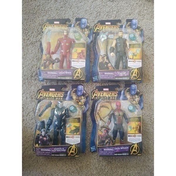 Avengers Infinity War IRON MAN, WAR MACHINE, THOR, IRON SPIDER FIGURES BRAND NEW