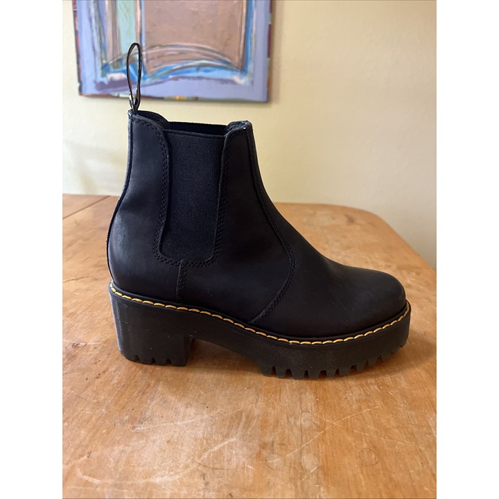 Dr Doc Martens Boots Womens 6 Rometty Platform Chelsea Wyoming Black Leather NEW