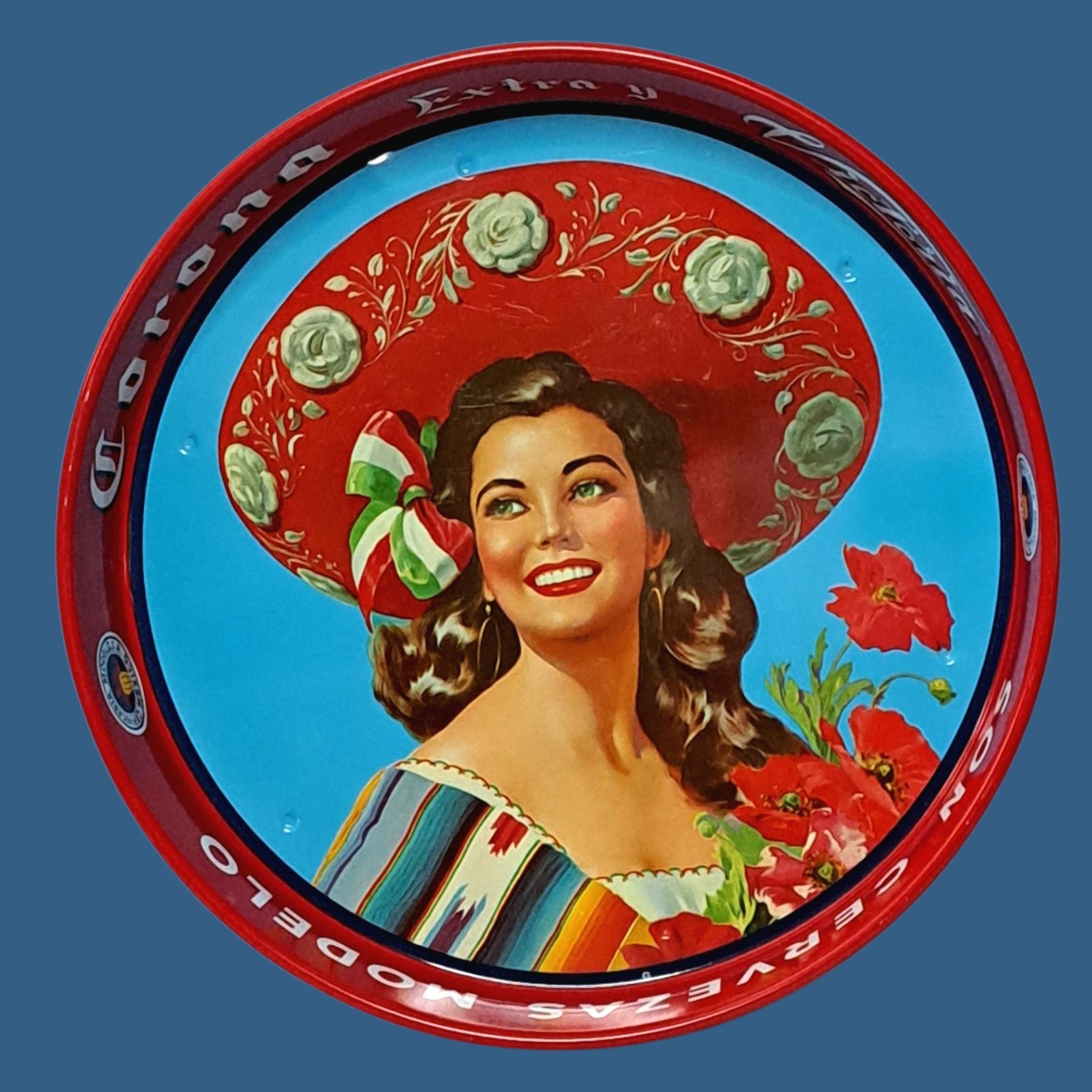 CORONA EXTRA VICTORIA Metal Serving Tray 13” Plus 4 Metal Coasters