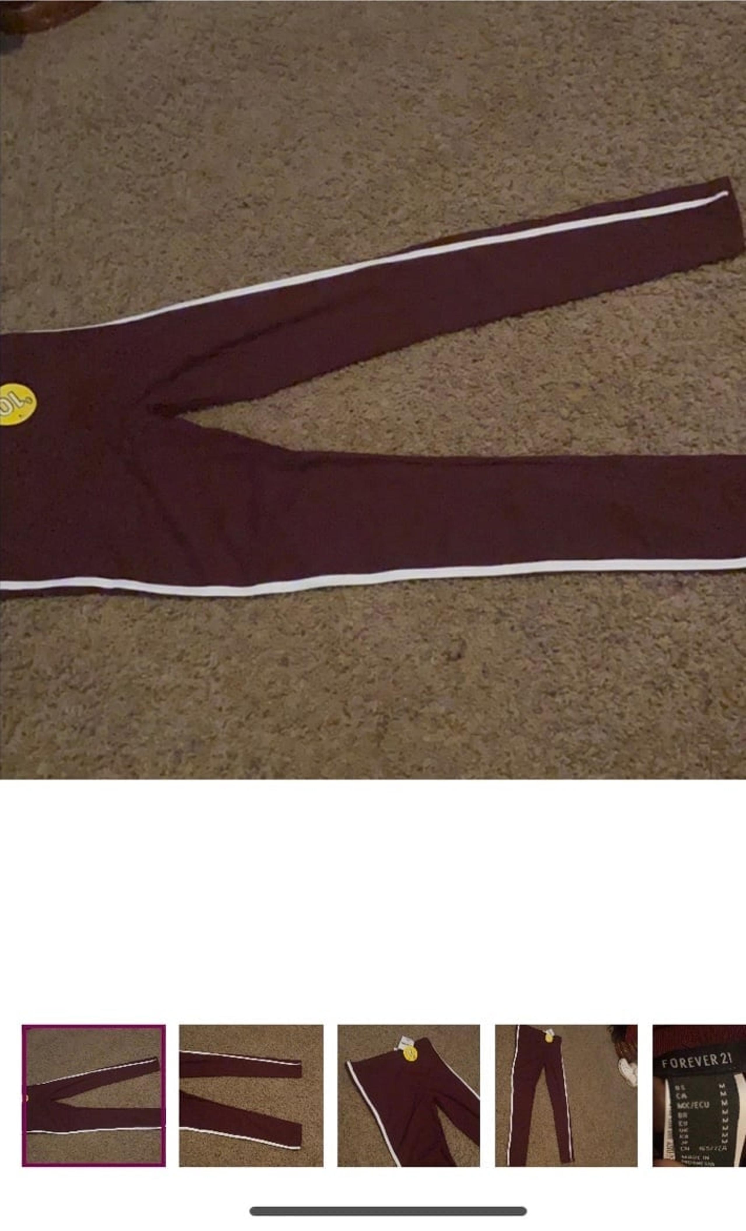 Burgundy leggings with white stripe (FREE with PURCHASE BUNDLE requir - FOREVER 21