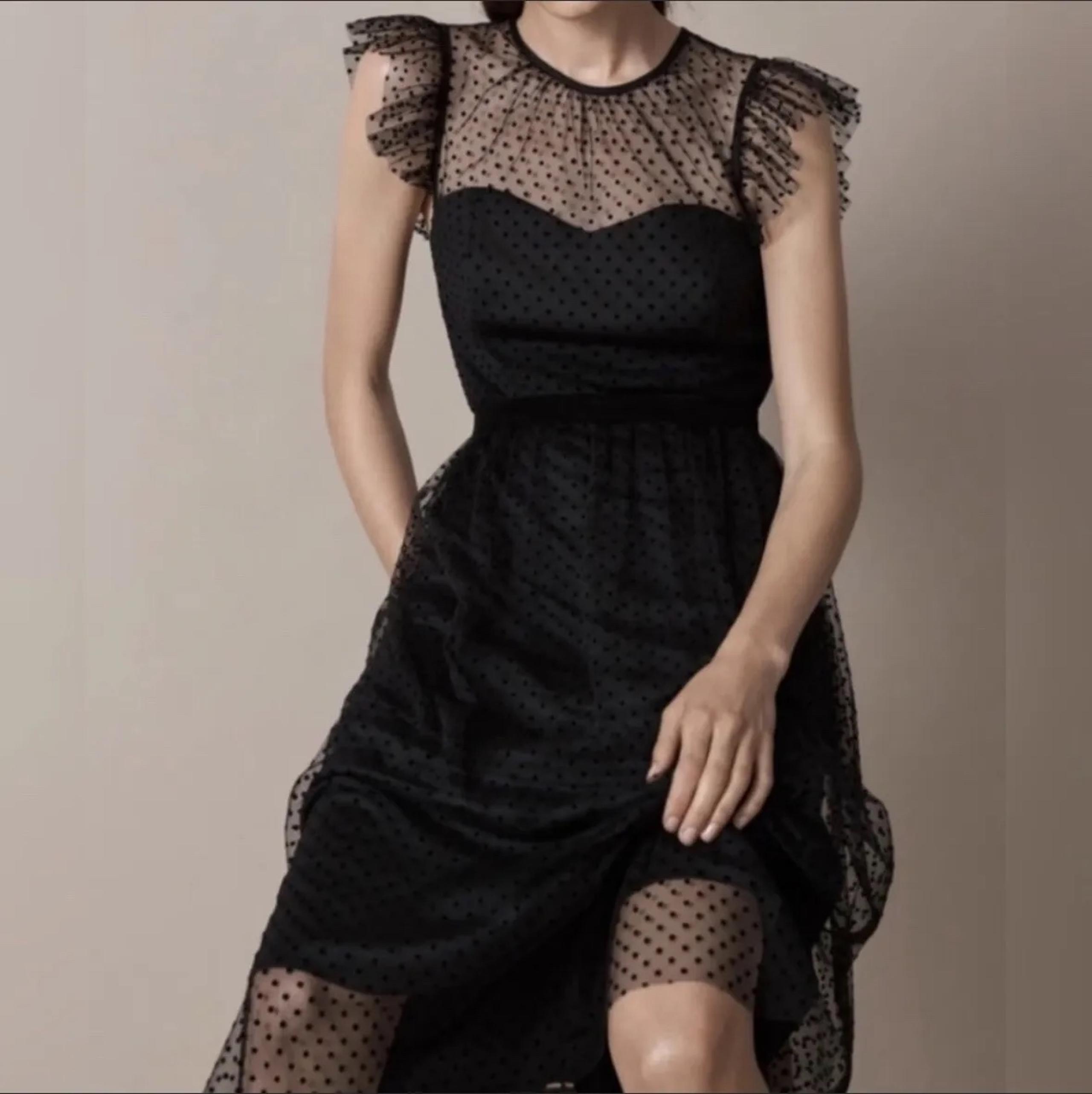JW Polka Dot Illusion Transparent Mesh A-Line Dress - Jason Wu