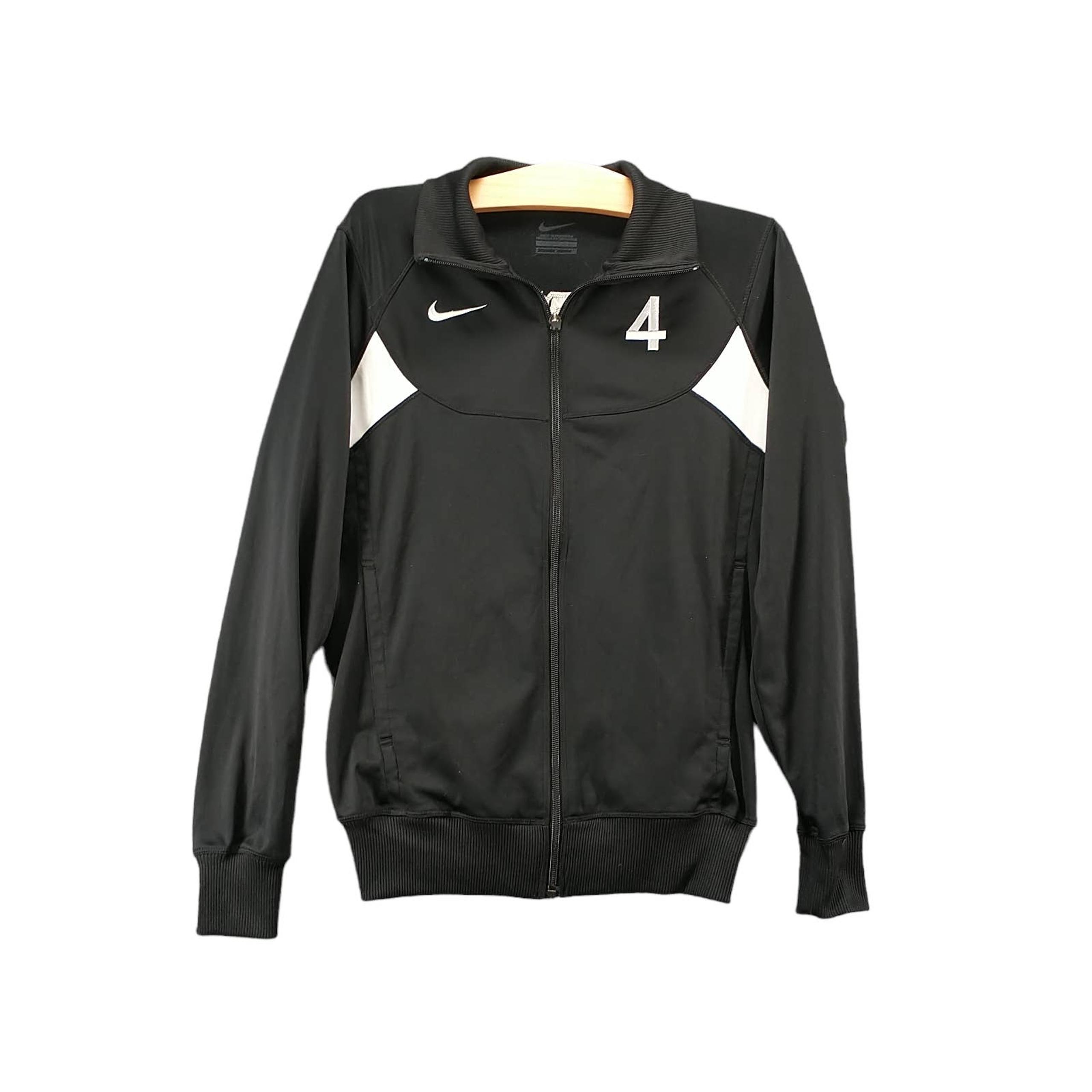 Men's Full Zip Track Jacket Black Small Solid Eagles #4 Training Pockets - Nike