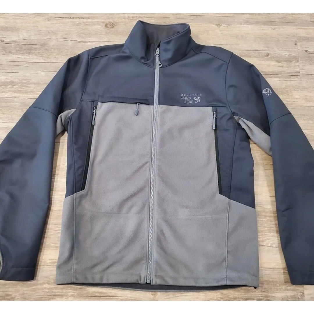 MOUNTAIN HARDWEAR Hybrid Full Zip Softshell Fleece Jacket MENS Sz M Gray