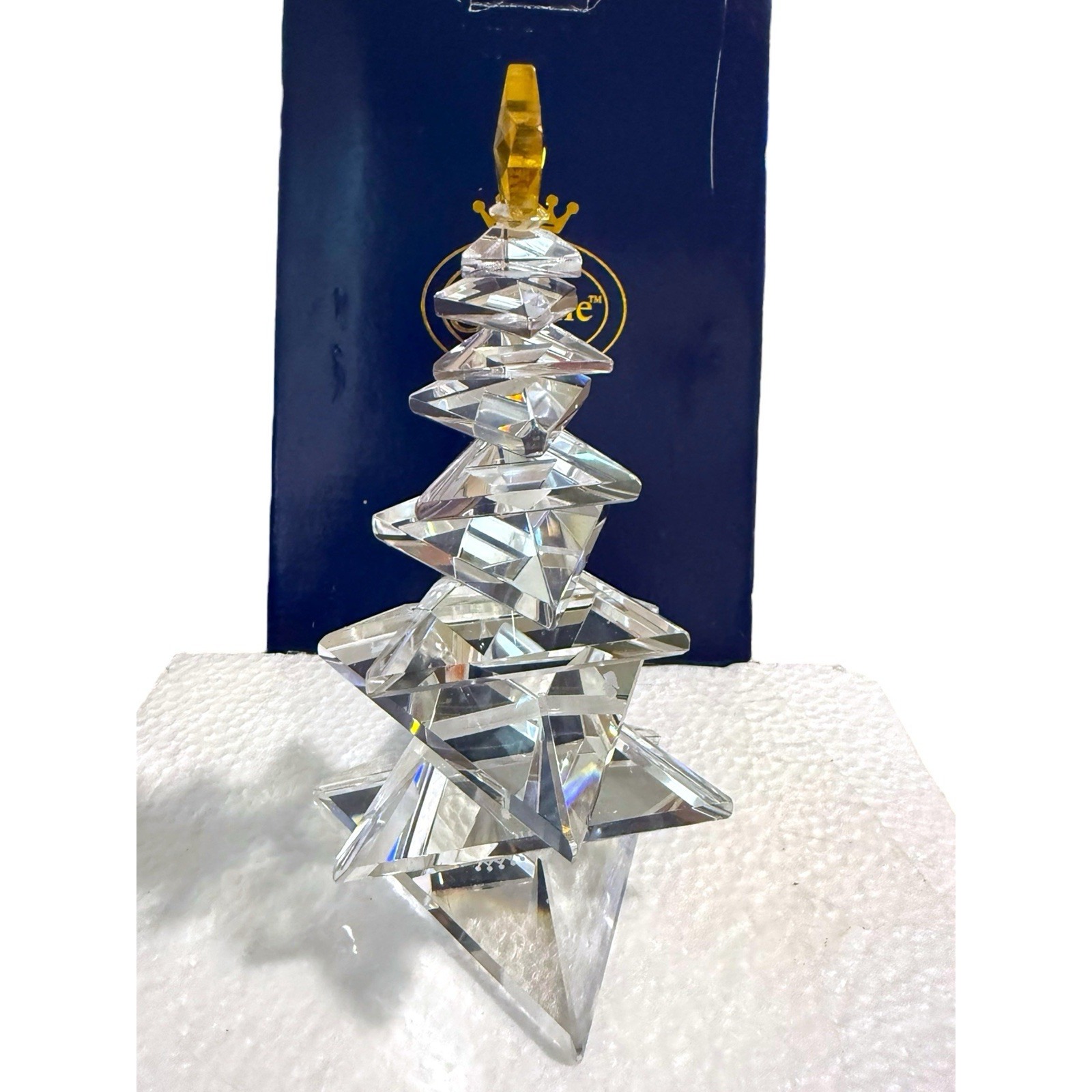 Sorelle 6.5" Modern Clear Glass Christmas Tree w/ Yellow Star Top U6-1573 in Box