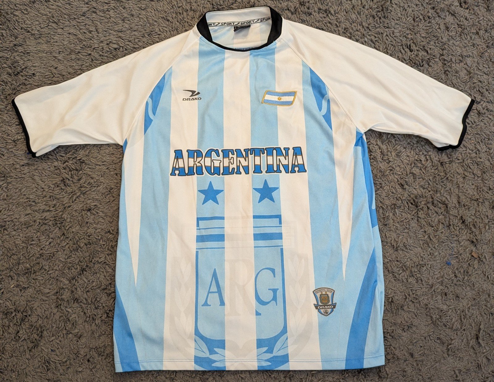 VTG Drako Argentina Jersey Mens One Size Football Shirt Futbol Soccer Embroidery