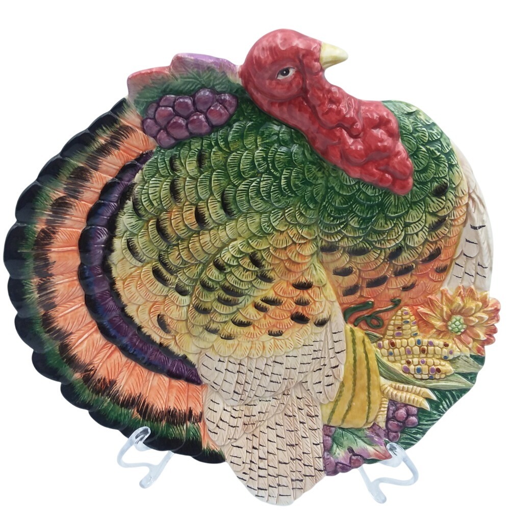 Fitz and Floyd Turkey Plate Harvest Heritage Thanksgiving Decor 10 Inch