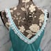 Vintage Glencraft Aqua Blue Lace Peplum Chemise Camisole Tank Lingerie Top