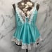 Vintage Glencraft Aqua Blue Lace Peplum Chemise Camisole Tank Lingerie Top