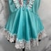 Vintage Glencraft Aqua Blue Lace Peplum Chemise Camisole Tank Lingerie Top
