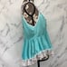 Vintage Glencraft Aqua Blue Lace Peplum Chemise Camisole Tank Lingerie Top