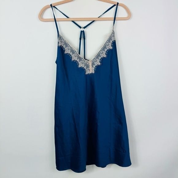 Fredericks of Hollywood Baby Doll Royal Blue Satin Size Medium