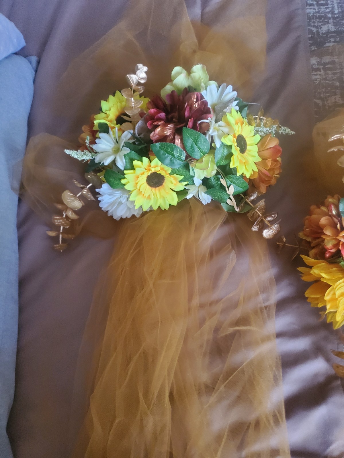 8 wedding wall decor peices w/attached tulle