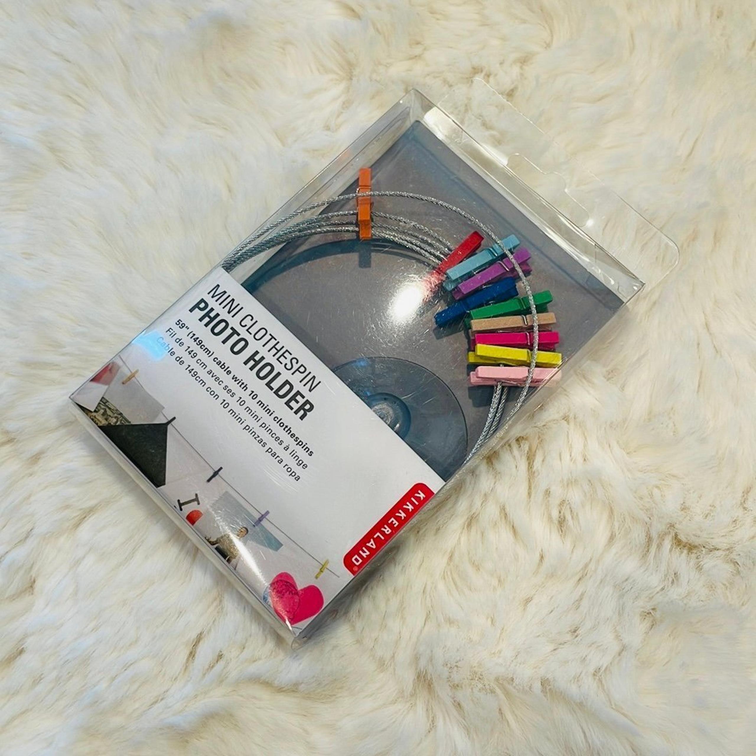Photo Holder Wire With 10 Multicolor Mini Clothespins by Kikkerland