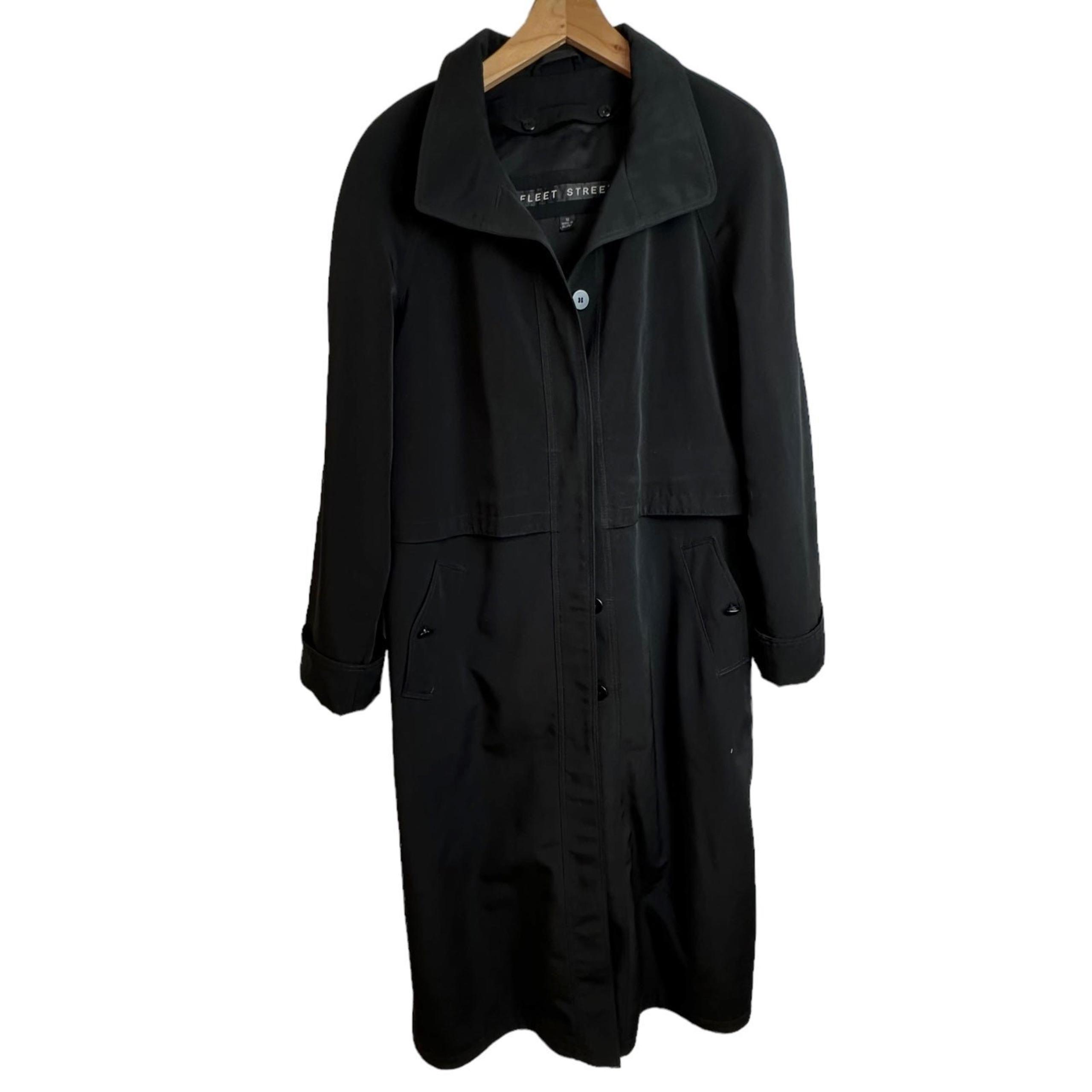 Fleet Street 12 black long trench coat removable liner Matrix Goth Officewear